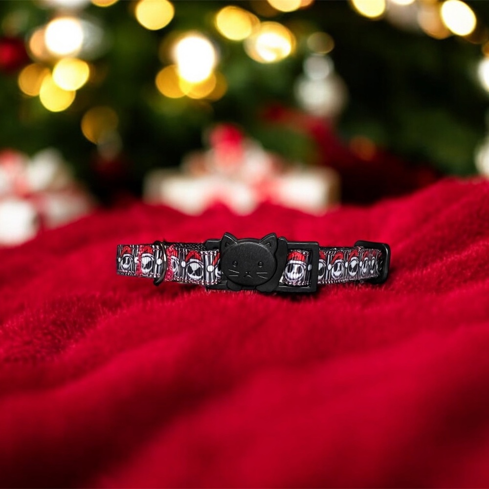 Handmade Jack Skellington Christmas Holiday Cat Breakaway Collar - Picture 2 of 2
